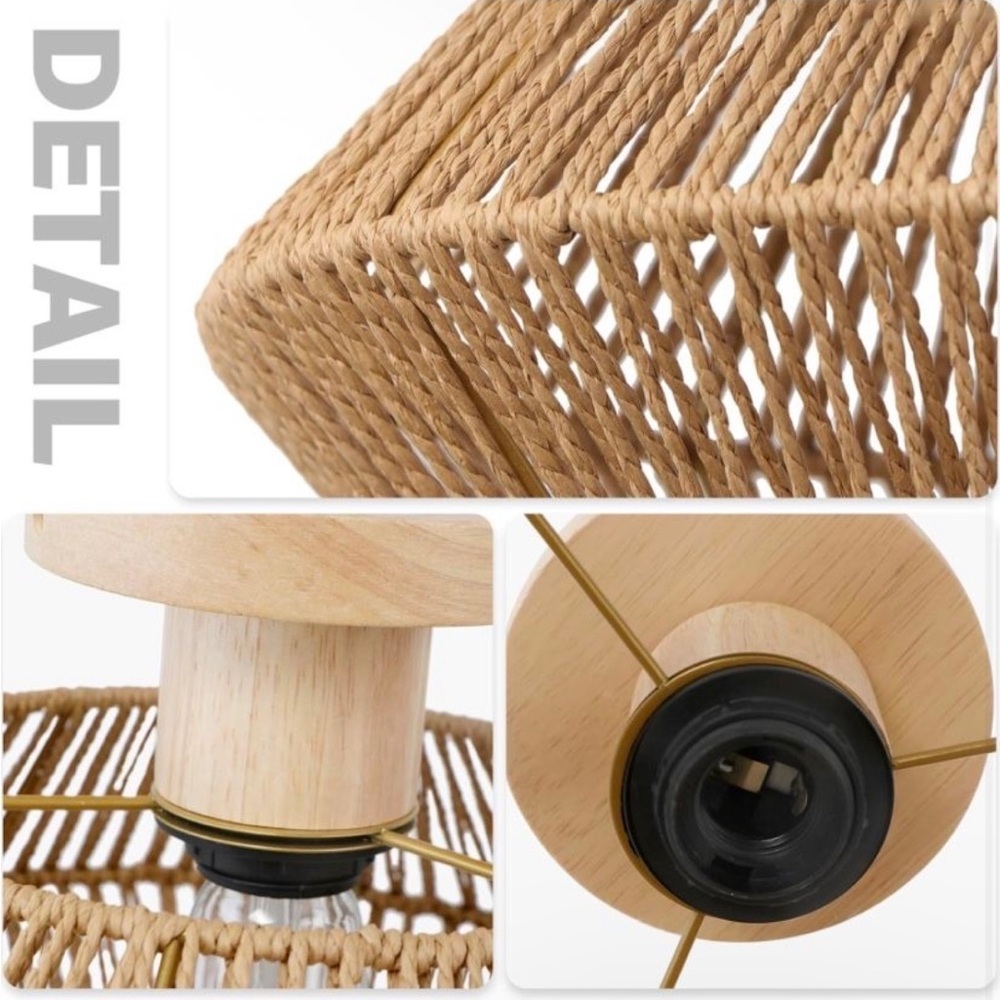 Woven Rattan Light Fixture Ceiling Mount 12.7'' - Picture 6 of 8
